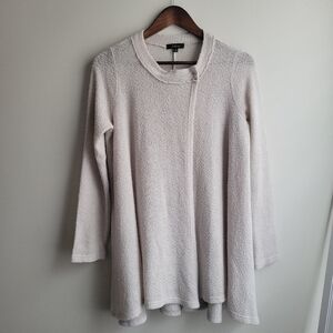 Aakaa Soft And Cozy Minimalist Luxury Cream Poncho Sweater With Sleeves, Sz S